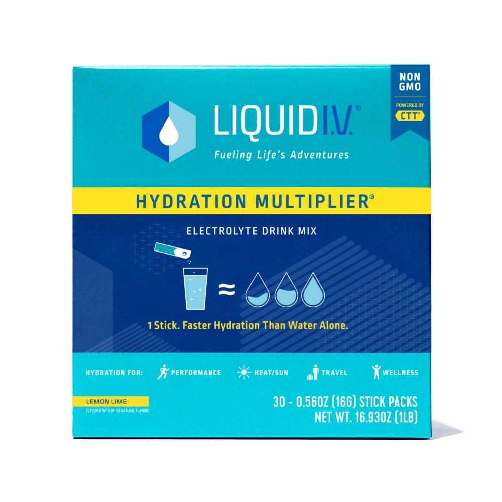 Liquid I.V. Hydration Multiplier Electrolyte Drink Mix Lemon Lime (30 ct.) - Energy & Hydration Supplements - Liquid