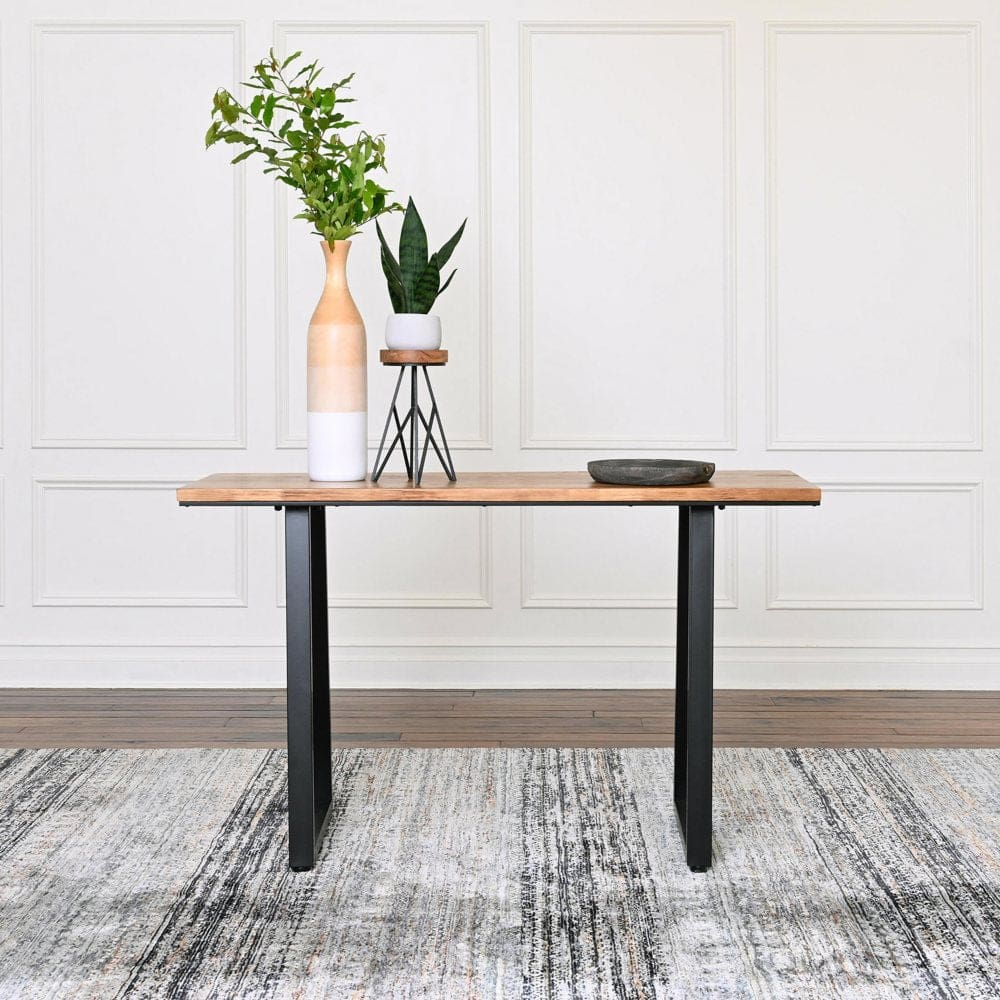 Lisbon 51 Wood with Iron Sofa Table Light Brown - Modern Contemporary - ShelHealth