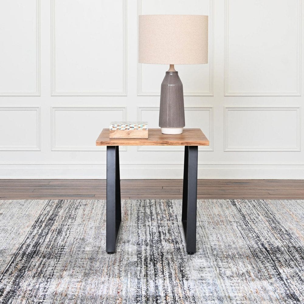 Lisbon Wood with Iron Multi-Use End Table Light Brown - Modern Contemporary - ShelHealth