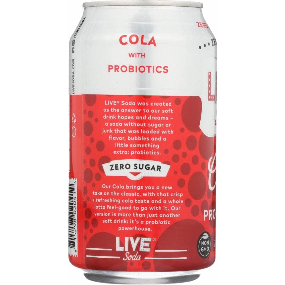 Live Soda Live Soda Zero Calorie Soda Cola with Probiotics 6-12oz, 72 oz