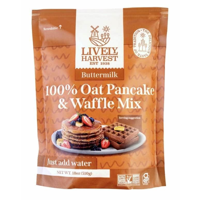 LIVELY HARVEST Grocery > Breakfast > Breakfast Foods LIVELY HARVEST: Mix Oat Pancake Waffle Buttermilk, 17.99 oz