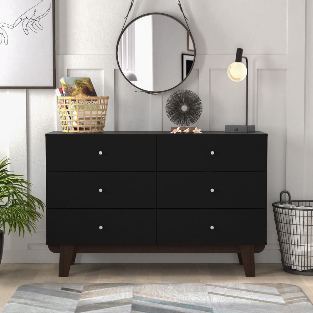 Living Essentials by Hillsdale Kincaid Wood 6 Drawer Dresser - Matte Black - Home/Furniture/Bedroom Furniture/Dressers & Chests/ - Unbranded