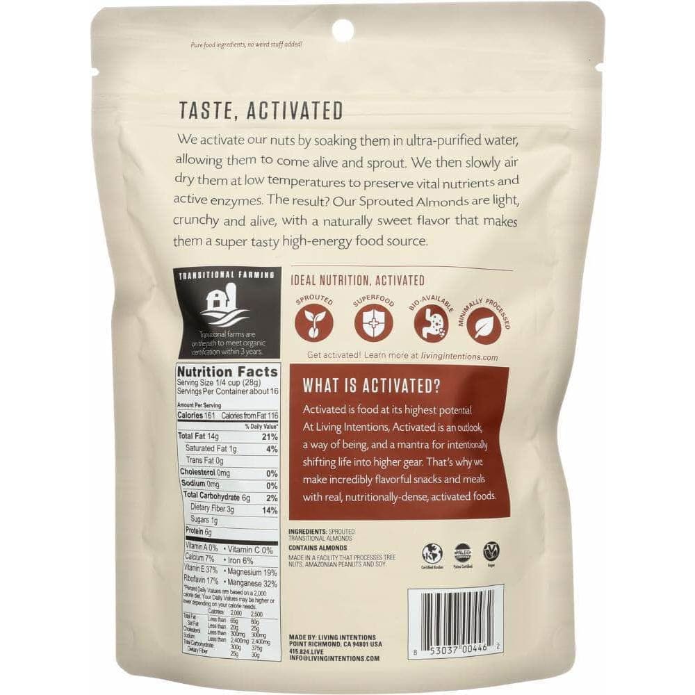 Living Intentions Living Intentions Sprouted Almonds Unsalted, 16 oz