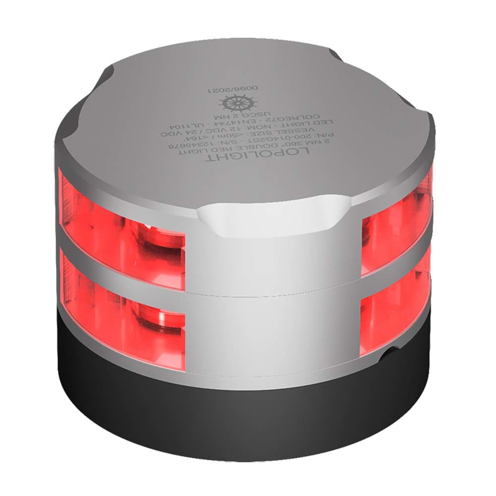 Lopolight Series 200-014 - Double Stacked Navigation Light - 2NM - Horizontal Mount - Red - Silver Housing - Lighting | Navigation Lights -