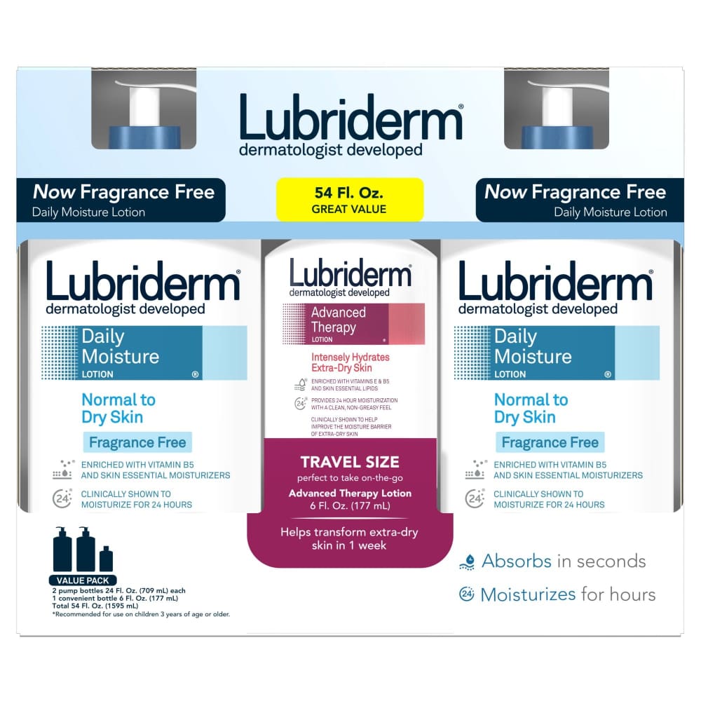 Lubriderm Daily Moisture Unscented & Advanced Therapy Lotion 3 pk. - Lubriderm