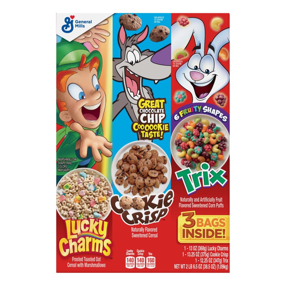 Lucky Charms Cookie Crisp Trix Cereal Variety Pack 3 pk. - General Mills