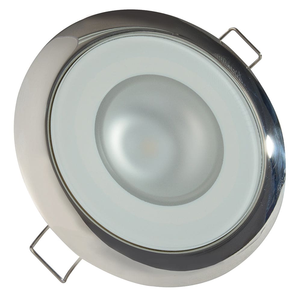 Lumitec Mirage - Flush Mount Down Light - Glass Finish/ Polished SS Bezel - 2-Color White/ Blue Dimming - Lighting | Dome/Down Lights -