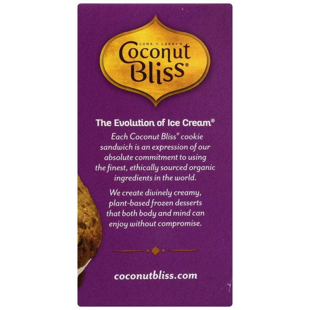 LUNA & LARRYS COCONUT BLISS Grocery > Frozen LUNA & LARRYS COCONUT BLISS: Organic Vanilla Cookie Sandwich, 5.25 fl oz