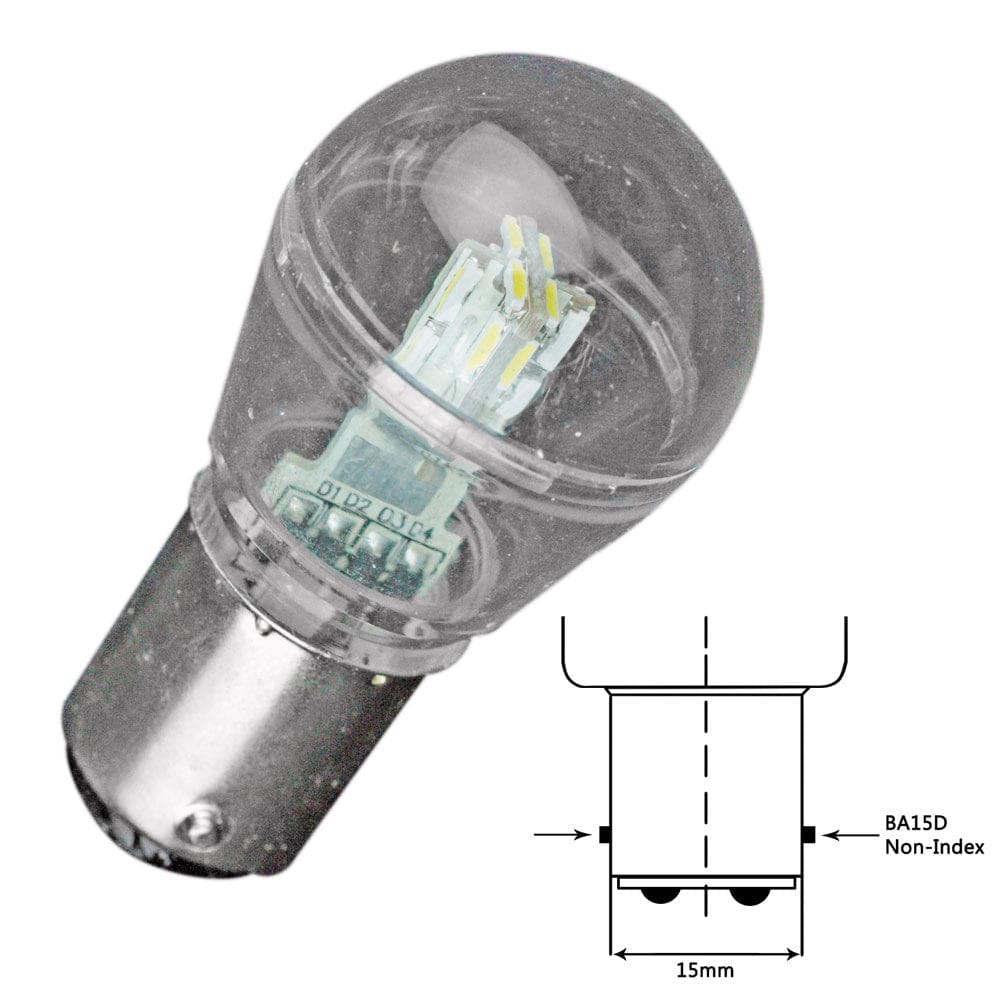 Lunasea Bayonet LED Bulb BA15D - 10-30VDC/ 1W/ 105 Lumens - Cool White (Pack of 3) - Lighting | Bulbs - Lunasea Lighting