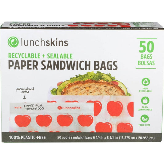LUNCHSKINS Lunchskins Paper Sandwich Bag Apple, 50 Ct