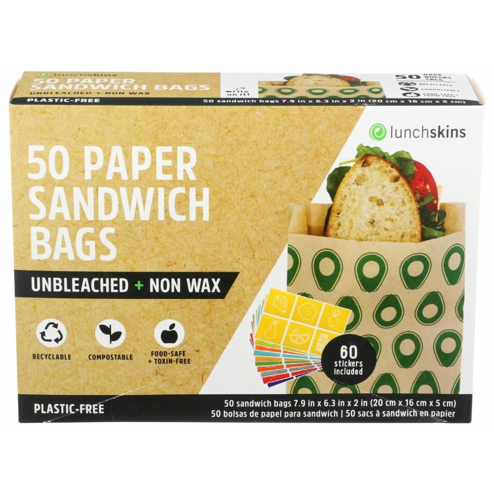 LUNCHSKINS Lunchskins Paper Sandwich Bag Avocado, 50 Ct