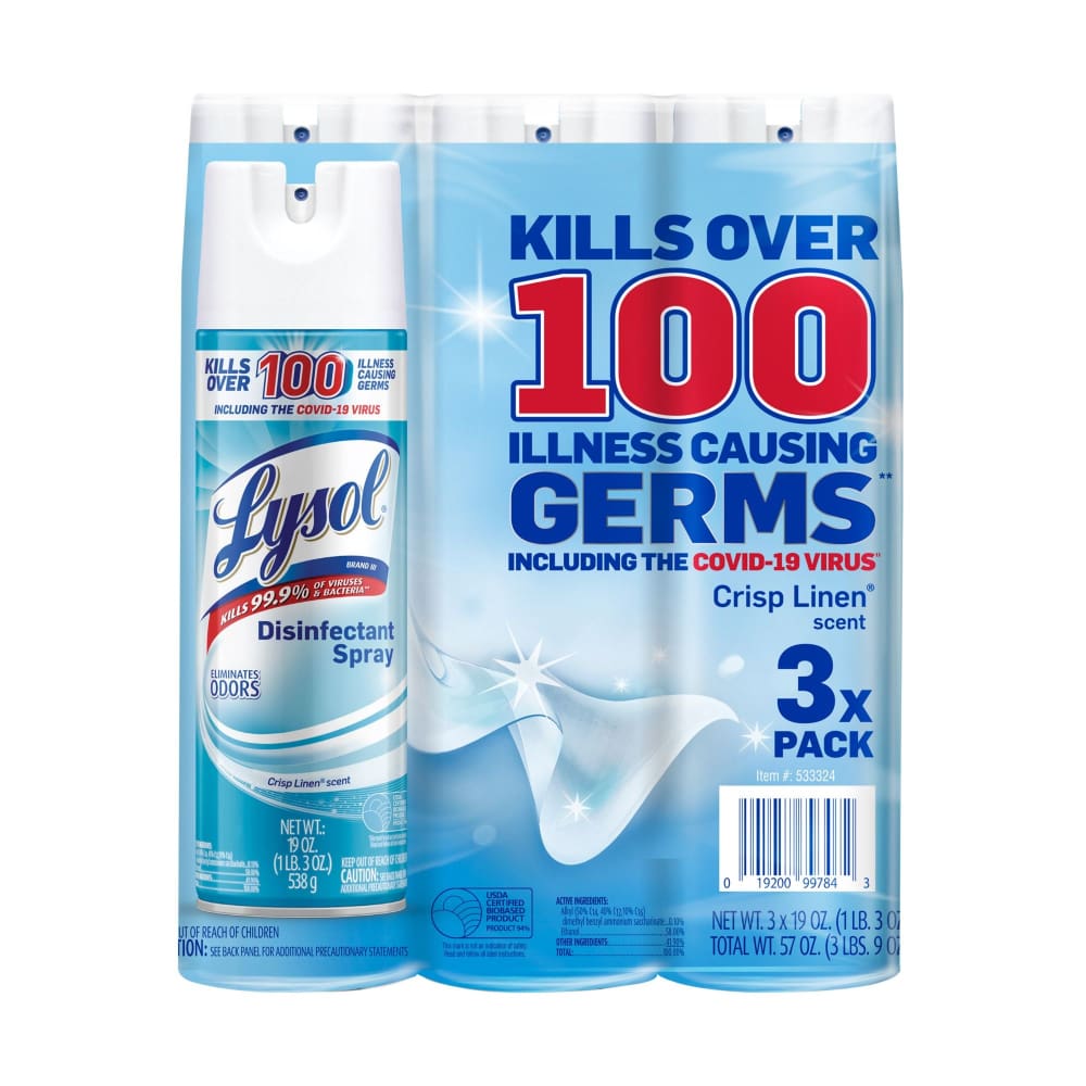 Lysol Disinfectant Spray Crisp Linen 3pk./19 oz. - Lysol