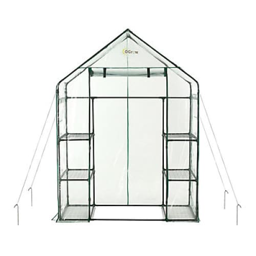 Machrus Ogrow Deluxe Walk-In Greenhouse with 3 Tiers and 6 Shelves - Clear Cover - Home/Lawn & Garden/Greenhouses/ - Ogrow
