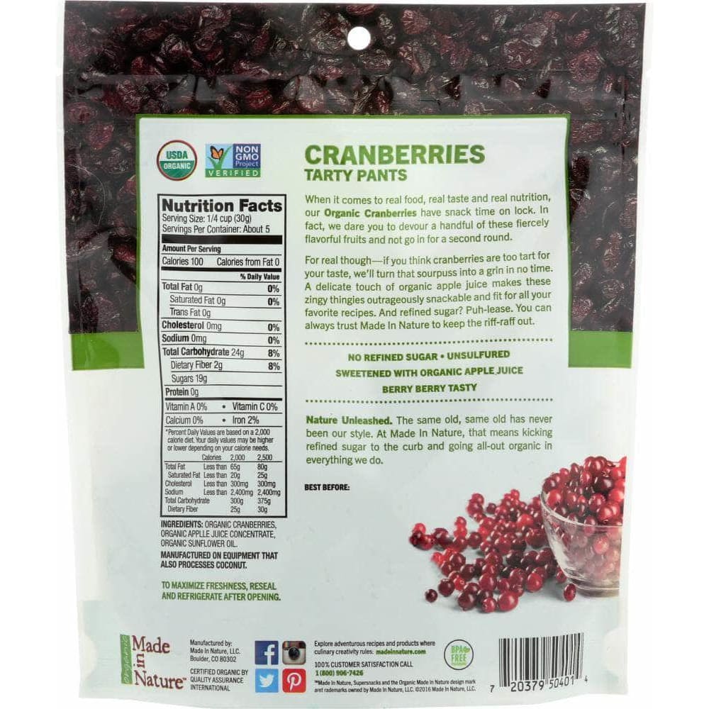 Made In Nature Made In Nature Organic Dried Fruit Cranberries, 5 oz