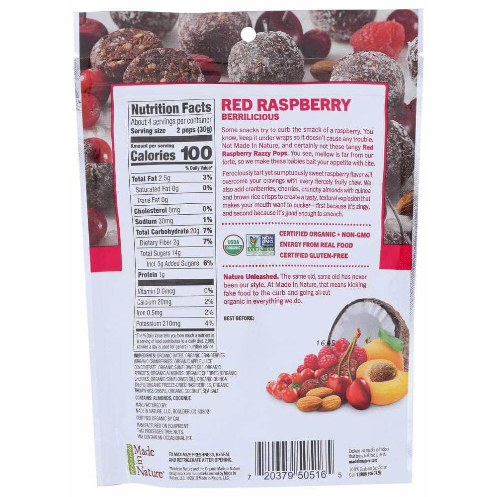 Made In Nature Made In Nature Organic Red Raspberry Razzy Pops, 4.2 oz