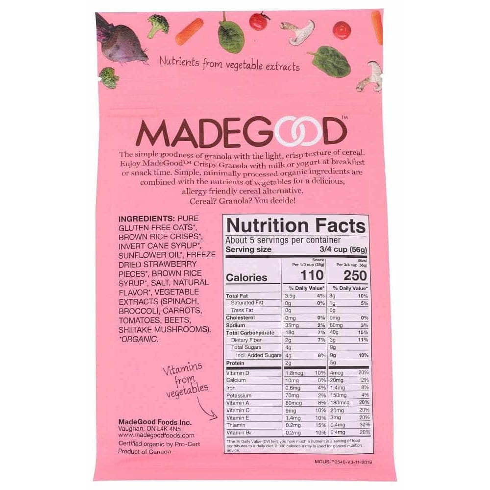 MADEGOOD Madegood Strawberry Crispy Light Granola, 10 Oz