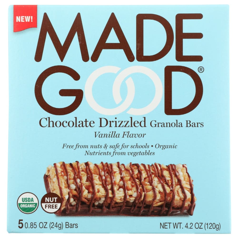 MADEGOOD: Vanilla Chocolate Drizzled Granola Bars 4.2 oz (Pack of 5) - MADEGOOD