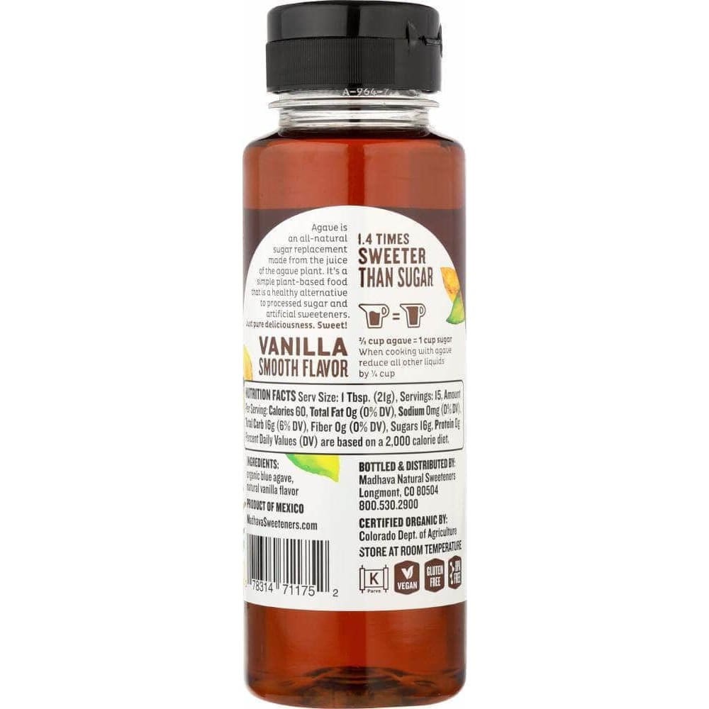 Madhava Madhava Organic Agave Vanilla, 11.75 oz
