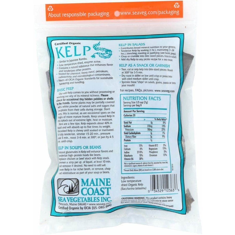Maine Coast Maine Coast Sea Vegetables Kelp Wild Atlantic Kombu, 2 oz
