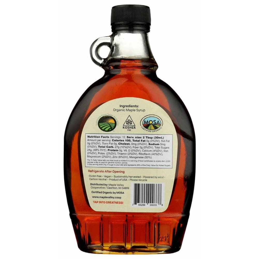 MAPLE VALLEY COOPERATIVE Grocery > Breakfast > Breakfast Syrups MAPLE VALLEY COOPERATIVE Syrup Maple Dark Robust O, 12 oz
