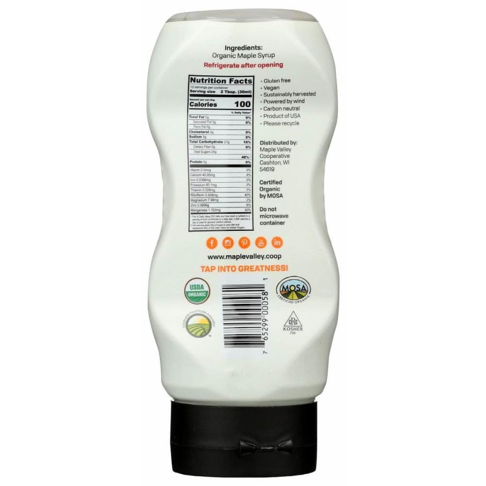 MAPLE VALLEY COOPERATIVE Grocery > Breakfast > Breakfast Syrups MAPLE VALLEY COOPERATIVE Syrup Maple Drk Robust Sqzble, 12 oz