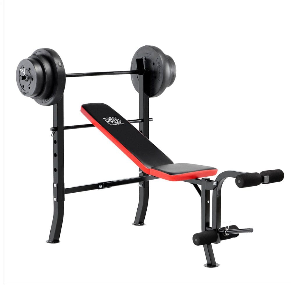 Marcy Pro Standard Weight Bench with 100 lbs. Weight Set - Fitness Equipment - Marcy