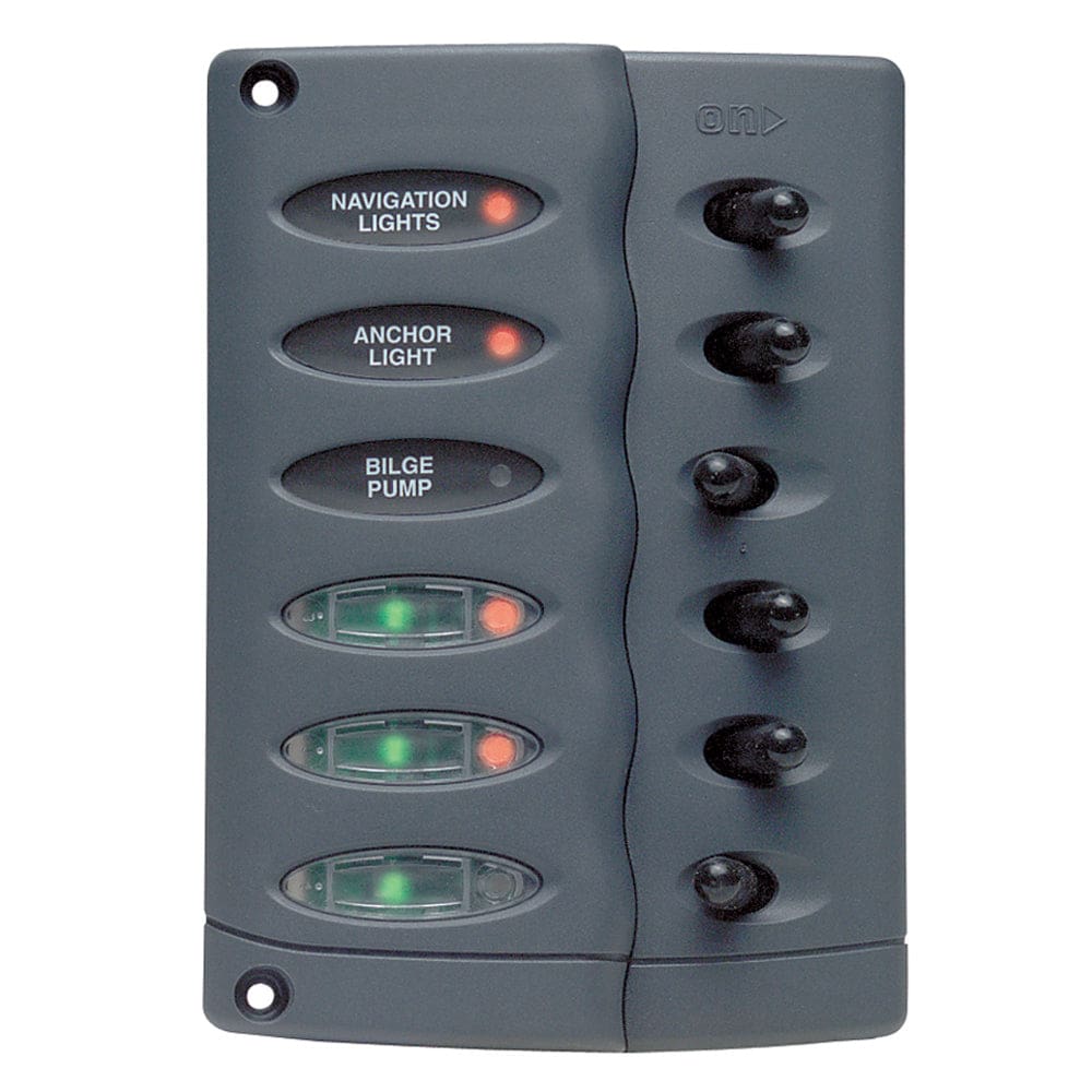 Marinco Contour Switch Panel - Waterproof 6 Way w/ PTC Fusing - Electrical | Electrical Panels - Marinco