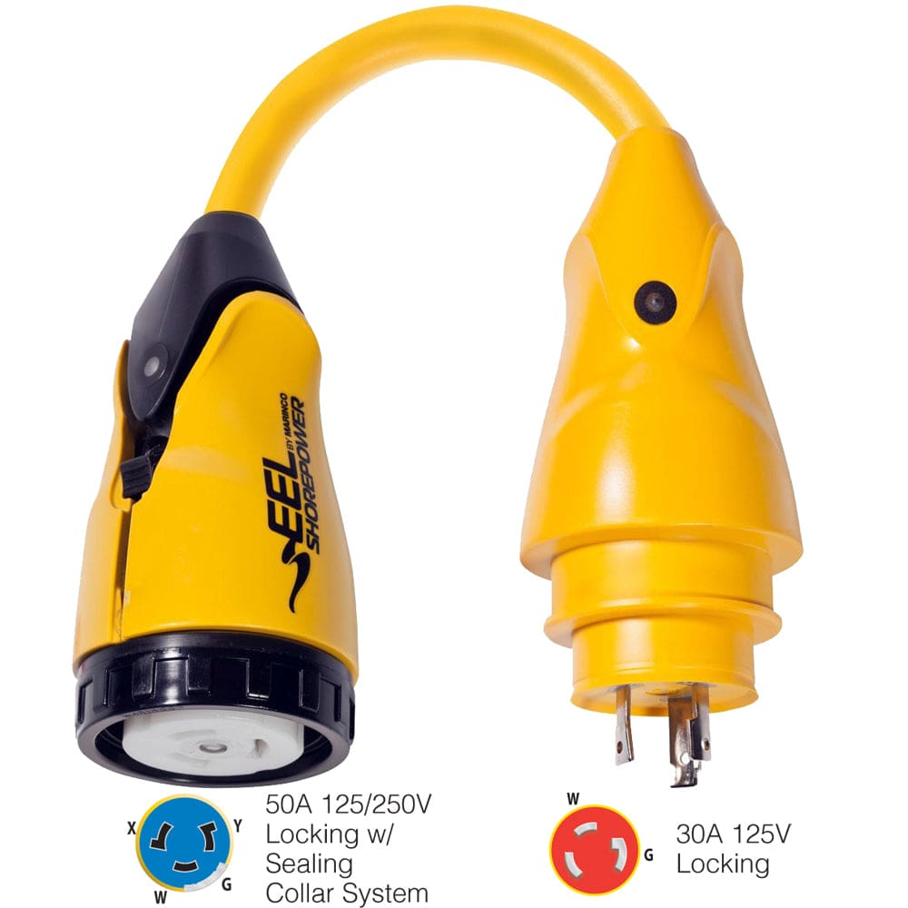 Marinco P30-504 EEL 50A-125/ 250V Female to 30A-125V Male Pigtail Adapter - Yellow - Electrical | Shore Power,Boat Outfitting | Shore Power