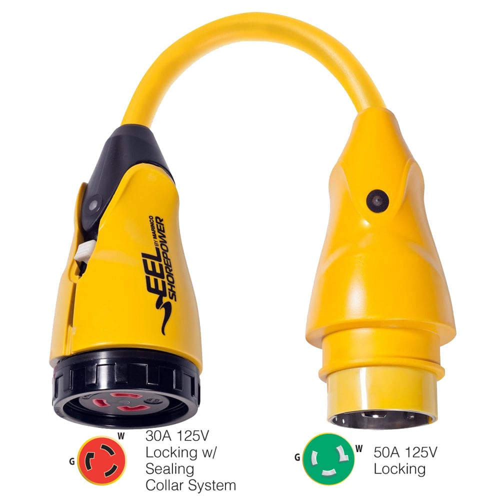 Marinco P503-30 EEL 30A-125V Female to 50A-125V Male Pigtail Adapter - Yellow - Electrical | Shore Power,Boat Outfitting | Shore Power -