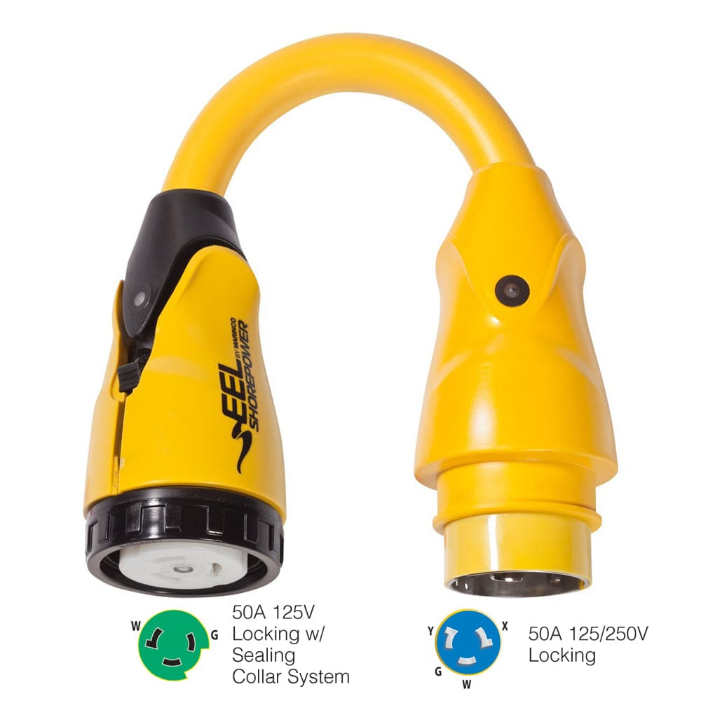Marinco P504-503 EEL 50A-125V Female to 50A-125/ 250V Male Pigtail Adapter - Yellow - Electrical | Shore Power,Boat Outfitting | Shore Power