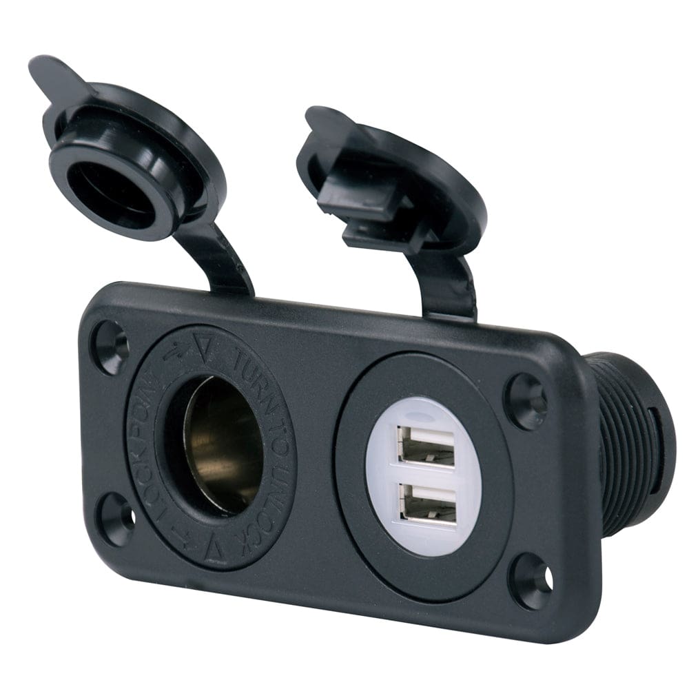 Marinco SeaLink® Deluxe Dual USB Charger & 12V Receptacle - Electrical | Accessories - Marinco