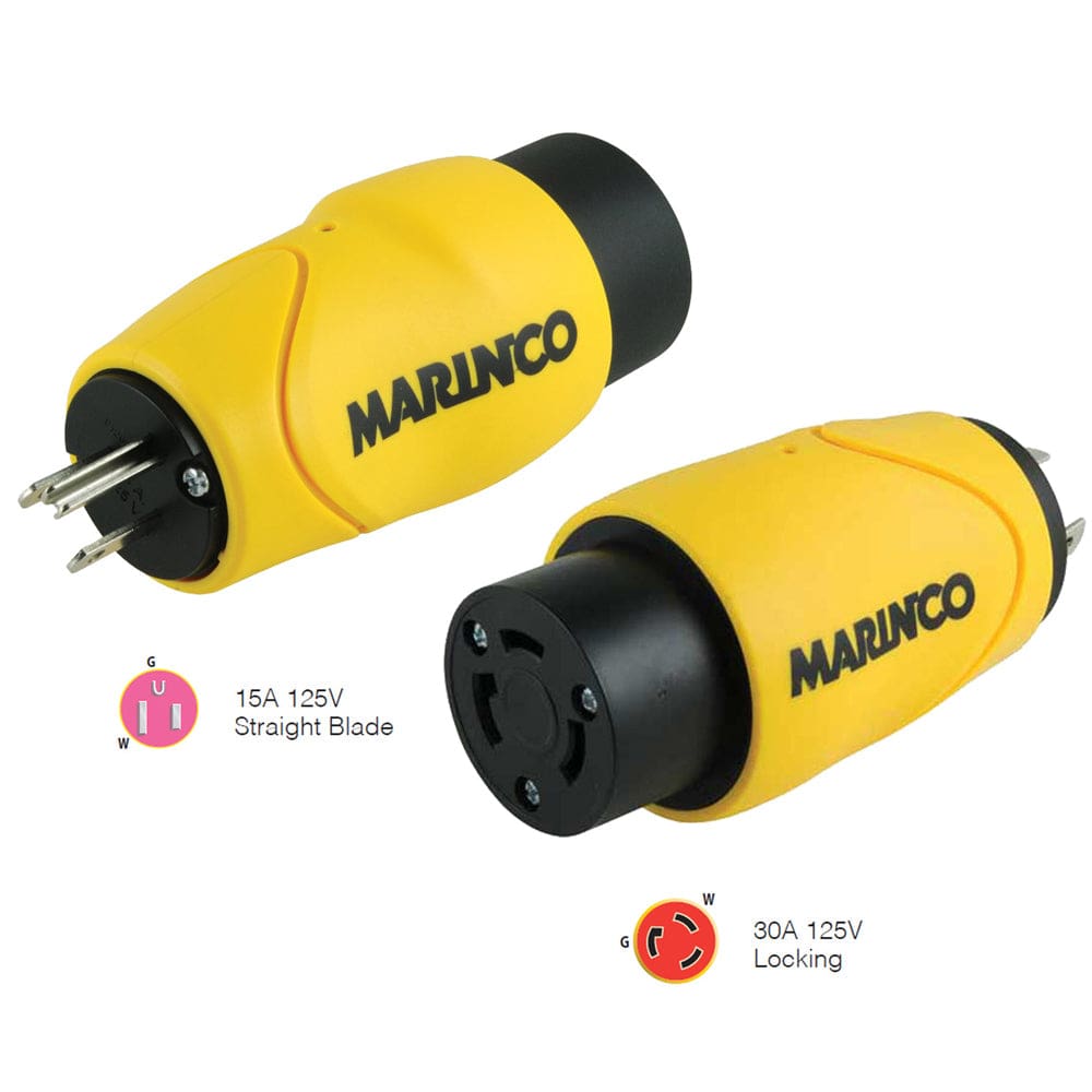 Marinco Straight Adapter 15Amp Straight Male to 30Amp Locking Female Connector - Electrical | Shore Power,Boat Outfitting | Shore Power -