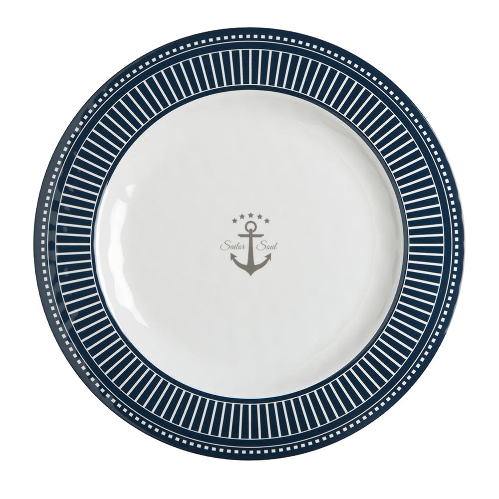 Marine Business Melamine Flat Round Dinner Plate - SAILOR SOUL - 10 Set of 6 - Boat Outfitting | Deck / Galley - Marine Business