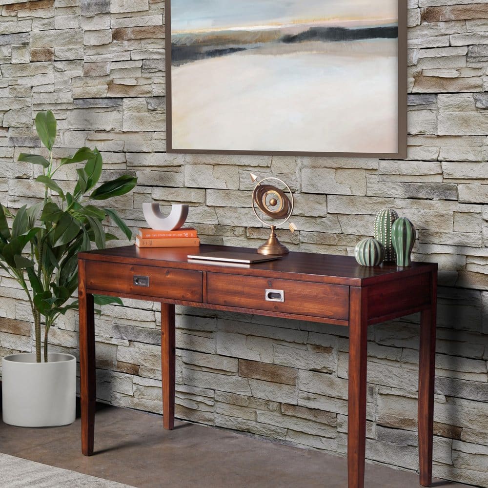 Marty 48 Traditional Solid Wood Writing Desk Brown - Traditional - Marty