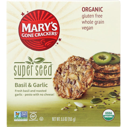 MARY’S GONE CRACKERS: Super Seed Basil and Garlic Crackers 5.5 oz (Pack of 4) - Crackers - MARYS GONE CRACKERS