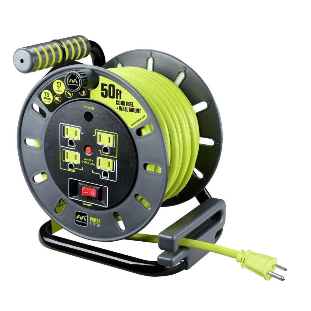Masterplug Extension Cord Reel (50 ft.) with Wall Mount - Extension Cords - Masterplug