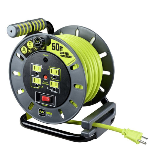Masterplug Extension Cord Reel (50 ft.) with Wall Mount - Extension Cords - Masterplug