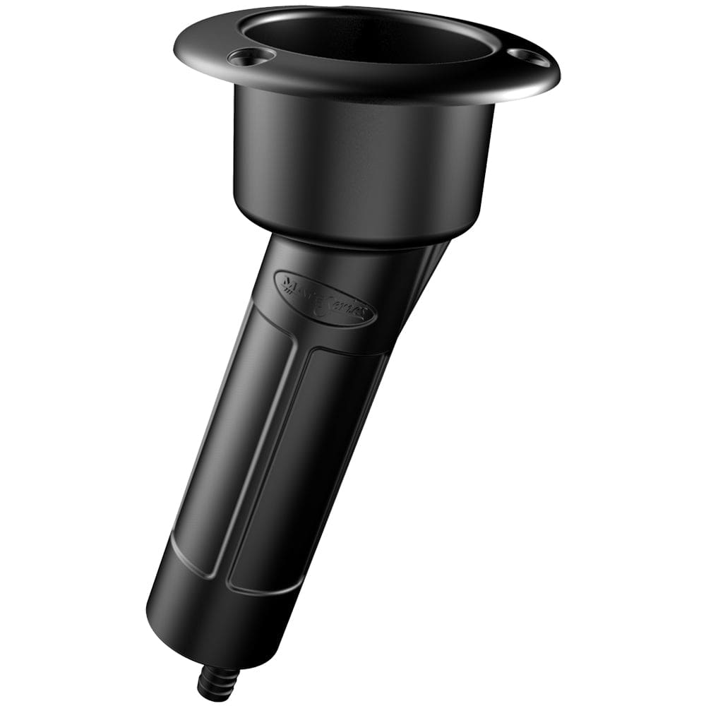 Mate Series Plastic 15° Rod & Cup Holder - Drain - Round Top - Black (Pack of 2) - Hunting & Fishing | Rod Holders - Mate Series