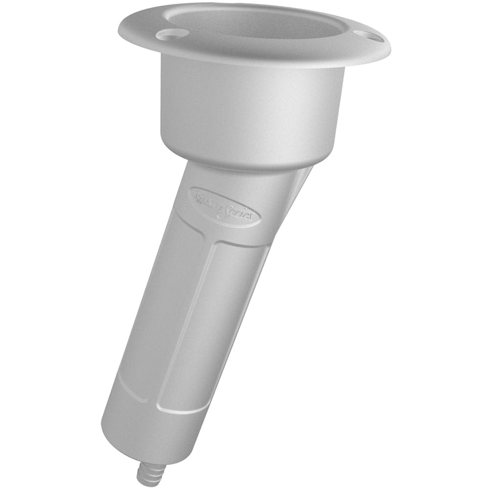 Mate Series Plastic 15° Rod & Cup Holder - Drain - Round Top - White (Pack of 2) - Hunting & Fishing | Rod Holders - Mate Series