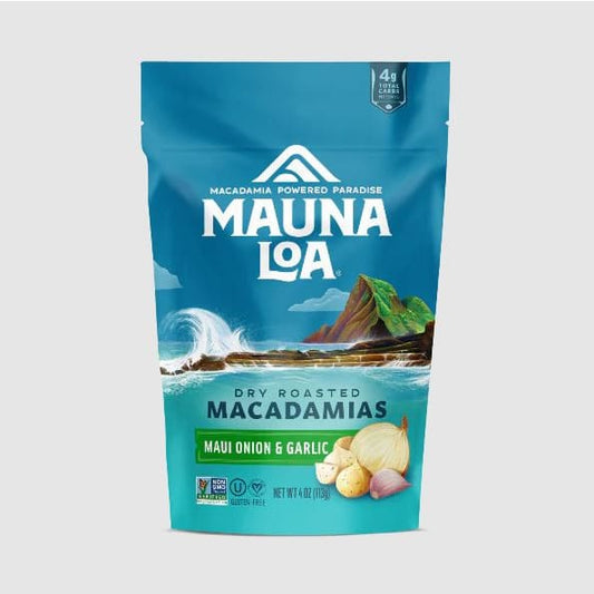 MAUNA LOA: Macadamia Maui Onion Garlic 4 oz (Pack of 4) - Nuts - MAUNA LOA