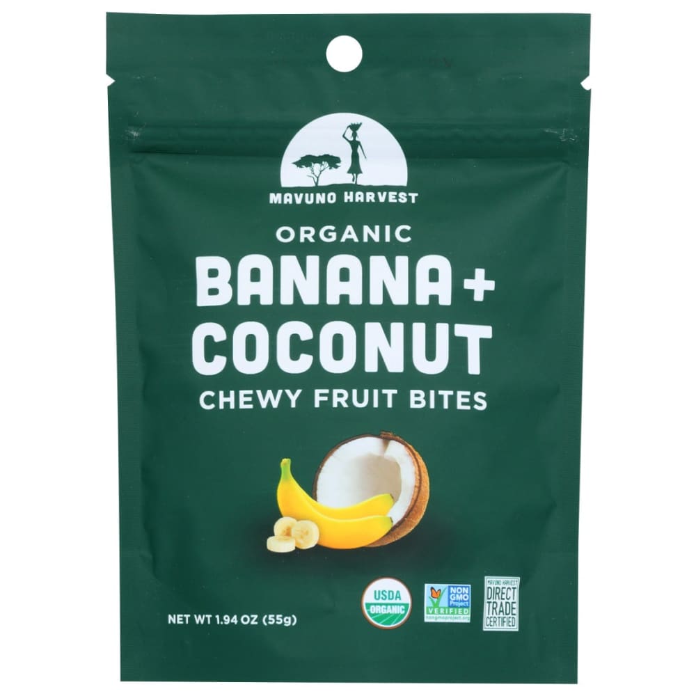 MAVUNO HARVEST: Bites Fruit Banana Cocnut 1.94 OZ (Pack of 5) - Fruit Snacks - MAVUNO HARVEST
