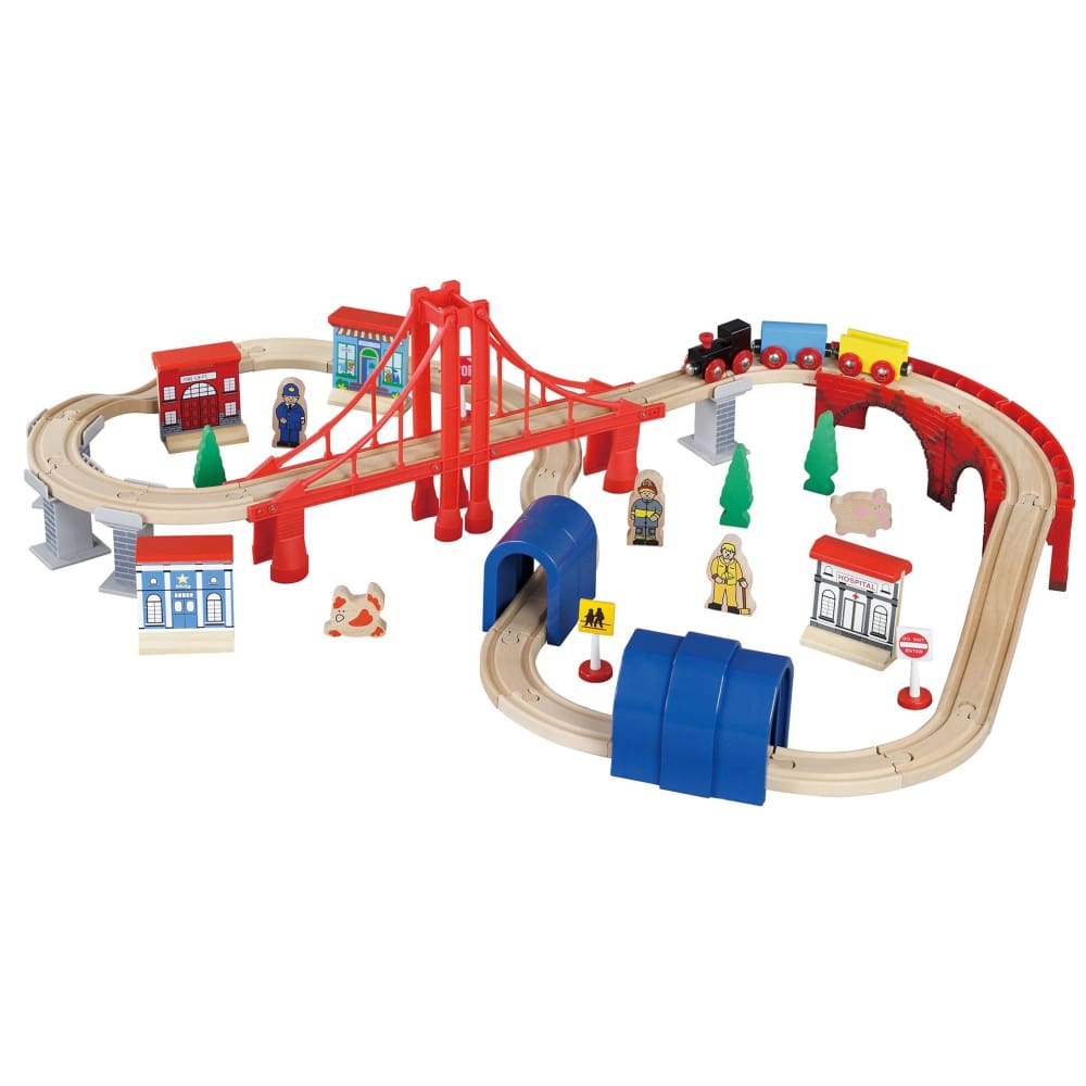 Maxim Enterprise 60-Pc. Wooden Train Set - Home/Toys/Vehicles Trains & RC Toys/Train Sets & Road Race/ - Unbranded