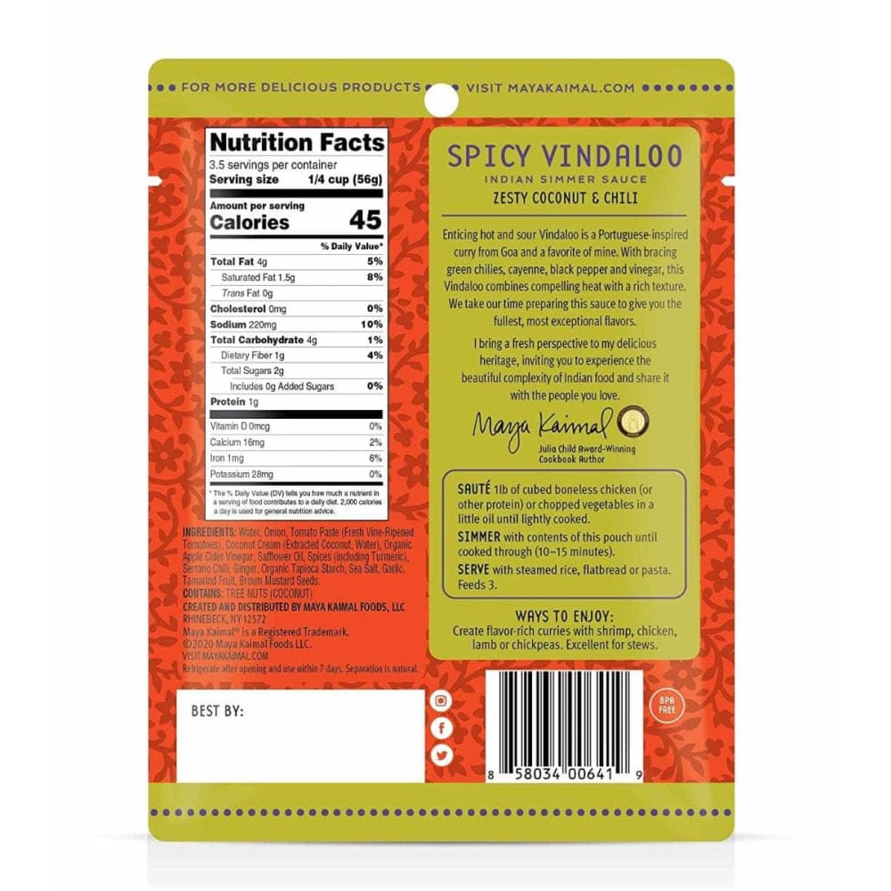 MAYA KAIMAL Maya Kaimal Sauce Spcy Vindaloo Pouch, 7 Oz