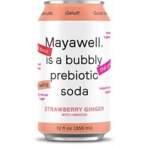MAYAWELL Grocery > Beverages > Sodas MAYAWELL: Prebiotic Soda Strawberry Ginger, 12 fo