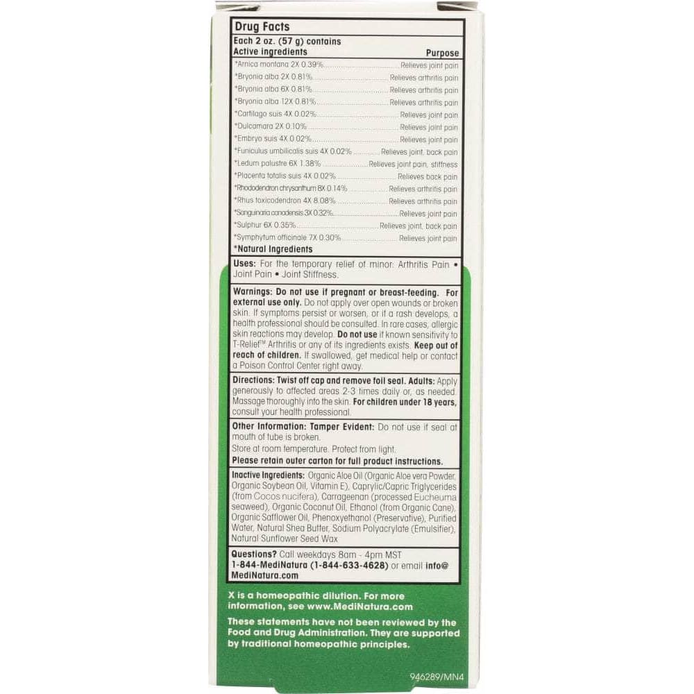MEDINATURA Medinatura T-Relief Arthritis Pain Relief Cream, 57 Gm