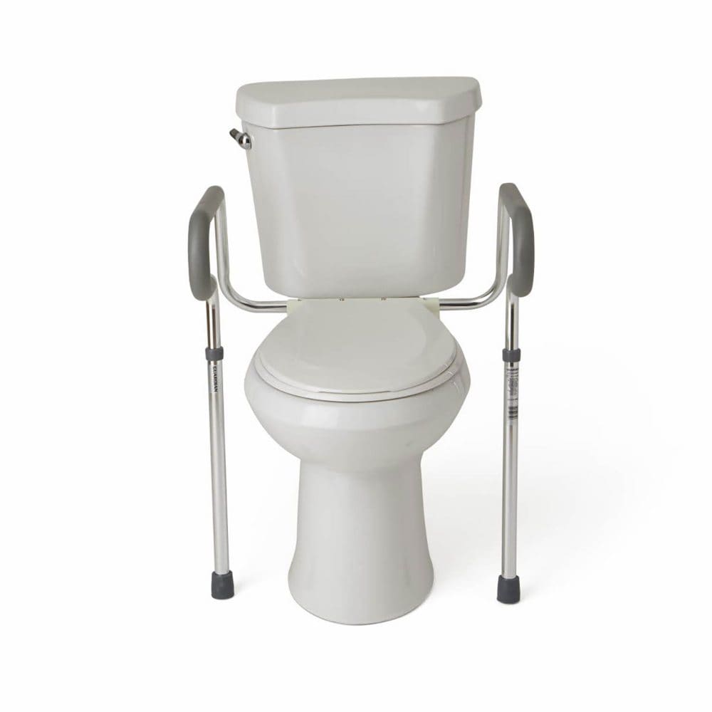 Medline Toilet Safety Rail with Adjustable Height Toilet Assist and Grab Bar Silver and Gray - Mobility Aids - Medline
