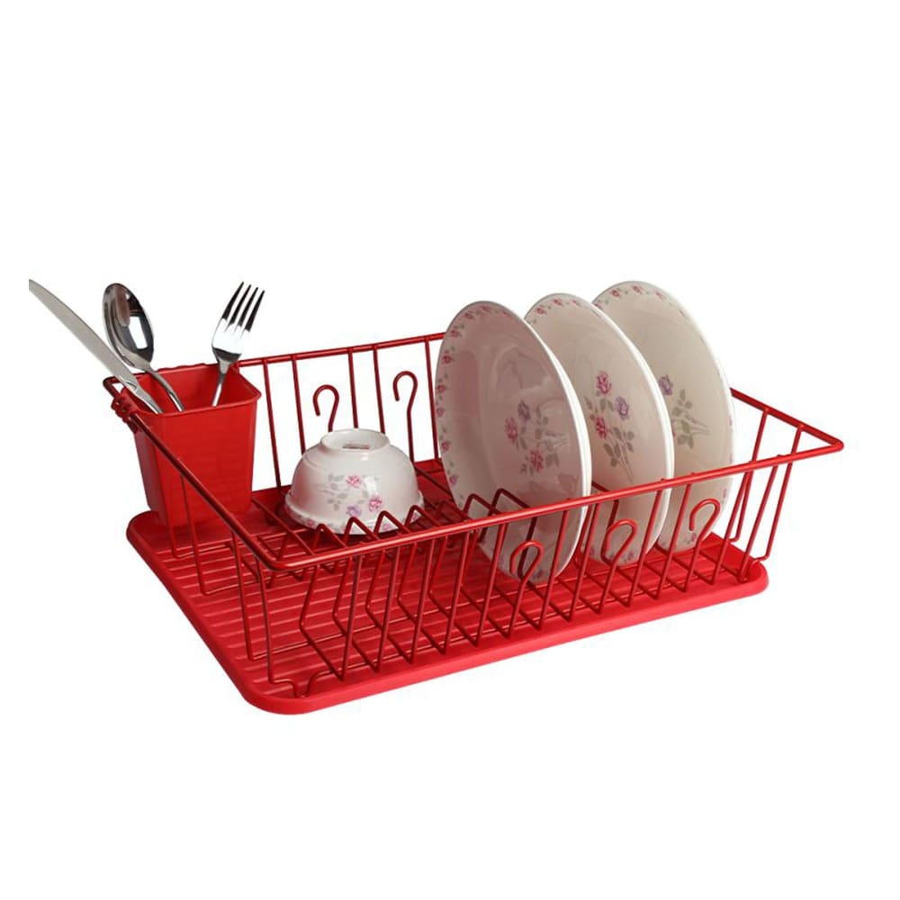 MegaChef 17.5 Red Dish Rack - MegaChef