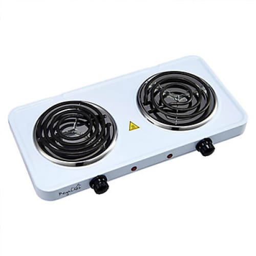 MegaChef Electric Easily Portable Ultra Lightweight Dual Coil Burner Cooktop Buffet Range - White - Home/Appliances/Small Kitchen