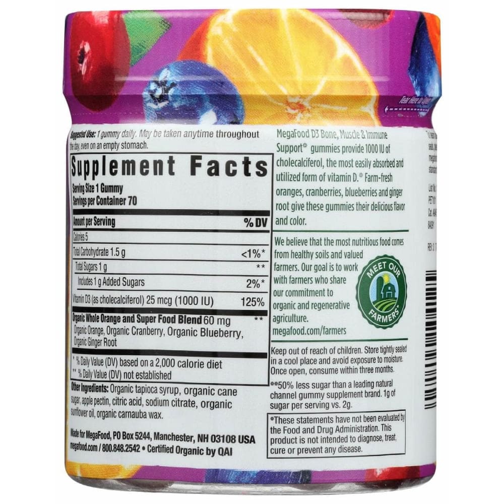 MEGAFOOD Vitamins & Supplements > Vitamins & Minerals MEGAFOOD: D3 1000Iu Gummy, 70 pc