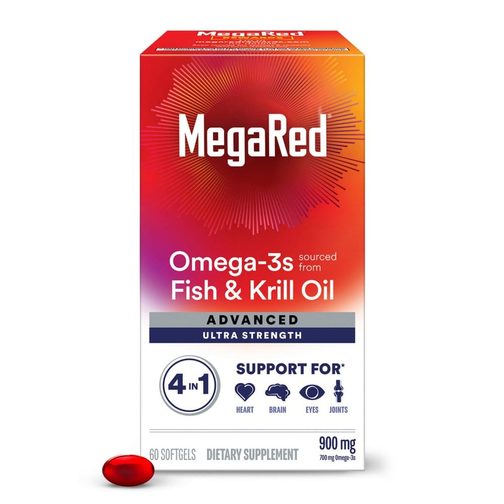 MegaRed Omega-3s Fish & Krill Oil Advanced 4-in-1 900mg Softgels (60 ct.) - Supplements - ShelHealth